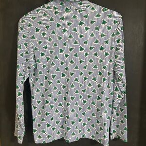 Chic Striped Button-Down Shirt with Green Accents